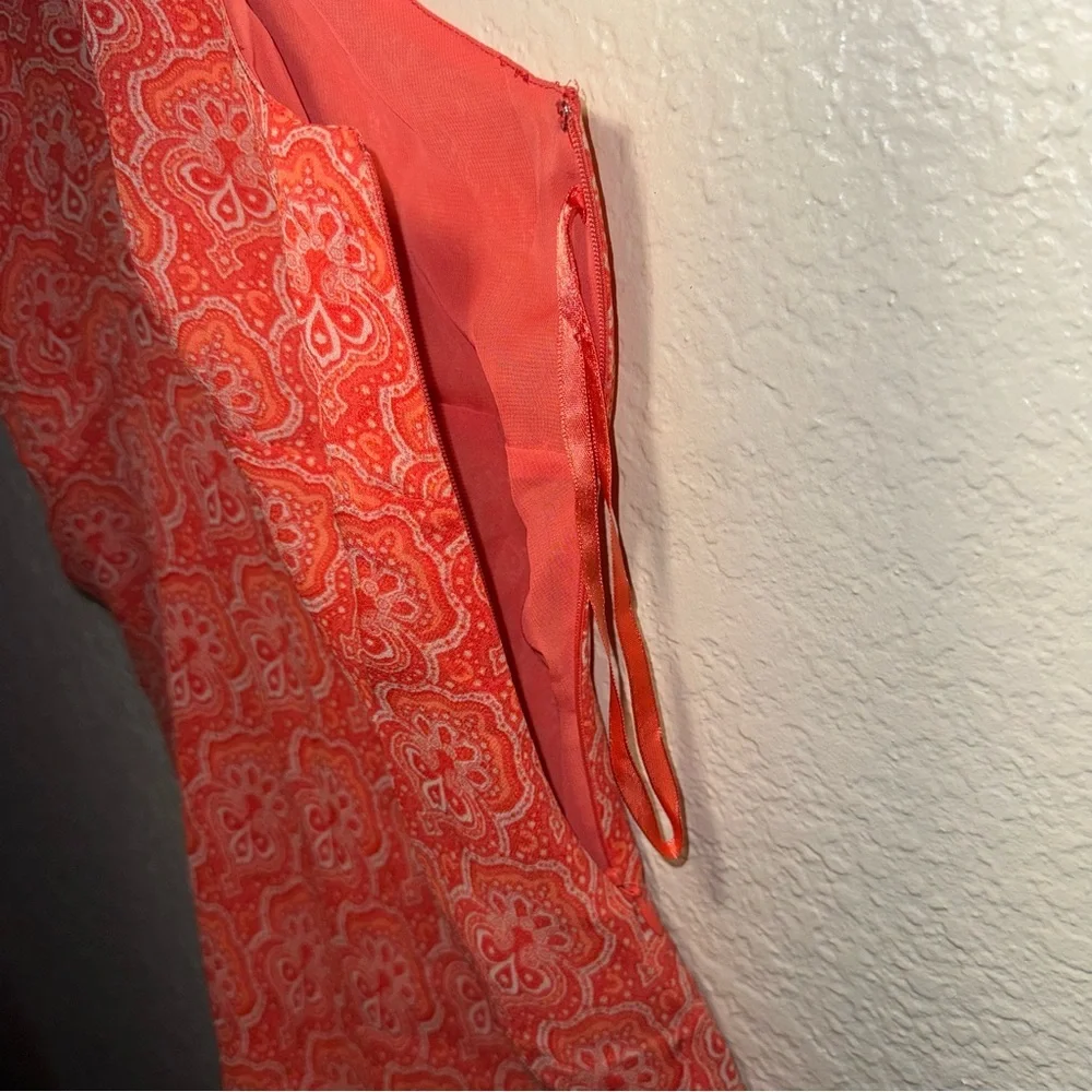 Michael Kors 100% Silk Halter Top Women’s 4 Coral Paisley Boho Resort Chic